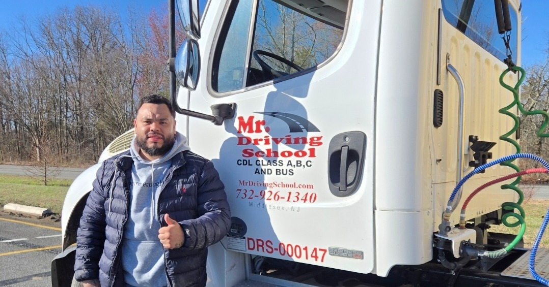 CDL student with Mr. Driving School truck