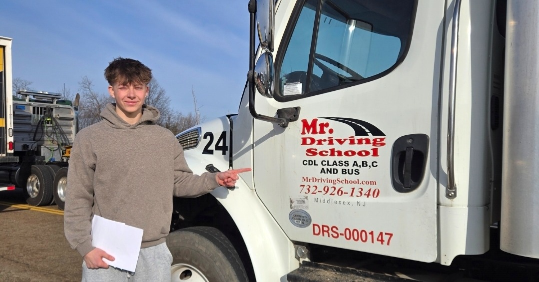 Young student completing CDL certification