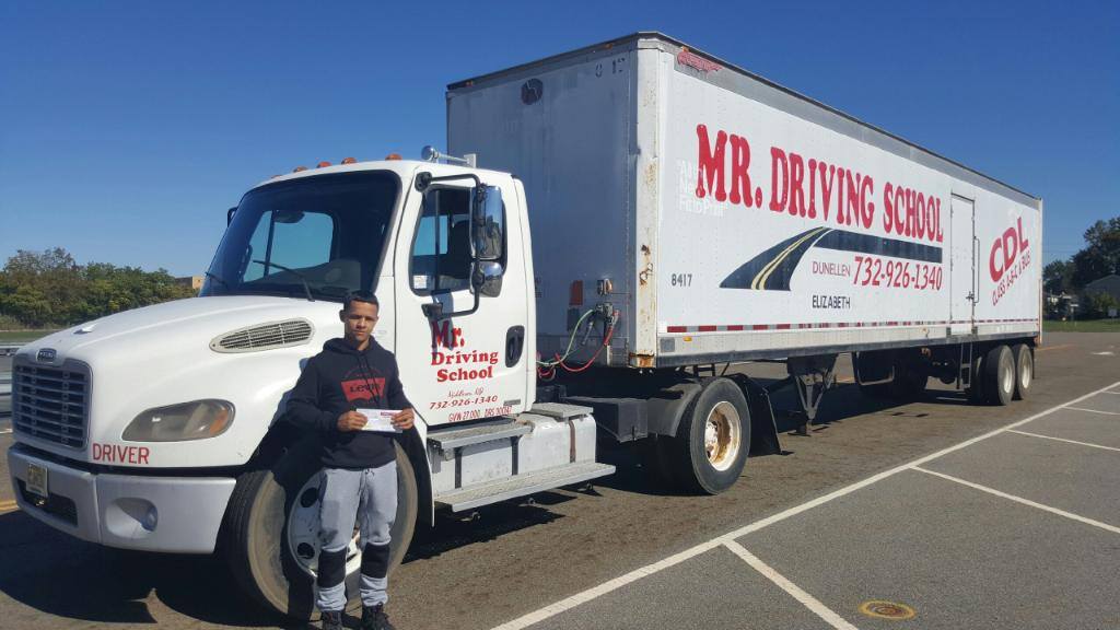 CDL Class A student with training trailer