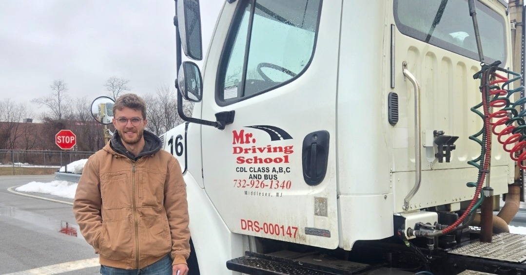 Student completing CDL training program